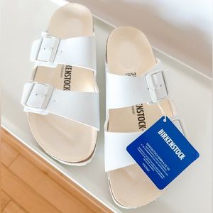 NWT Birkenstock Arizona Birko-Flor in white, size 38